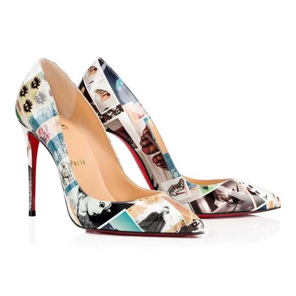 Christian Louboutin Pigalle Follies 100 Patent Collage Black Blue Heel Pump 37 - Picture 5 of 11